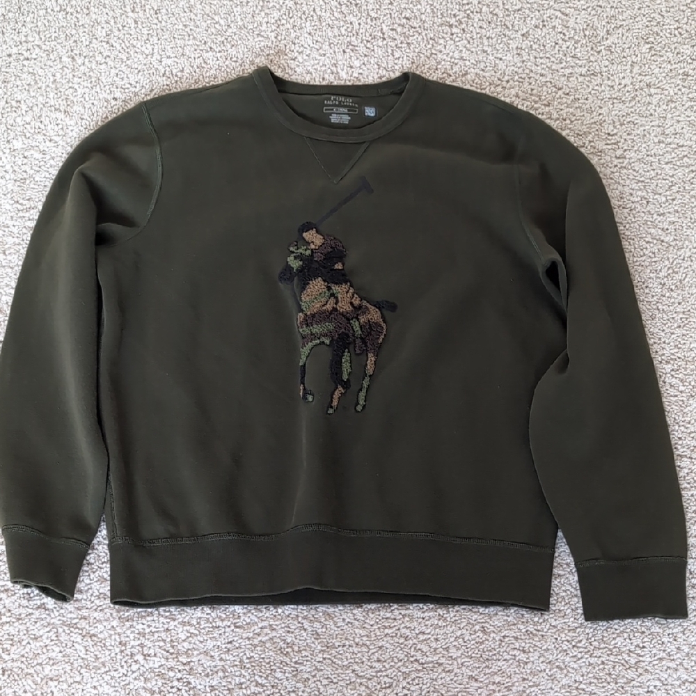 Polo by Ralph Lauren Men's Olive Crewneck Sweater